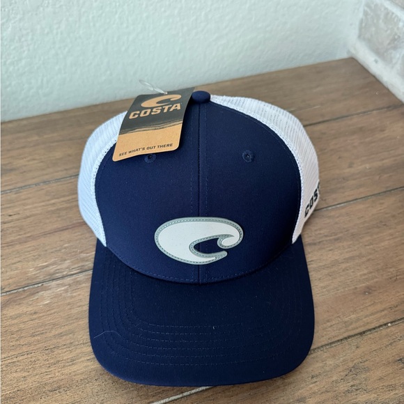 Costa Other - Costa White Mesh Trucker Hat with Logo Patch